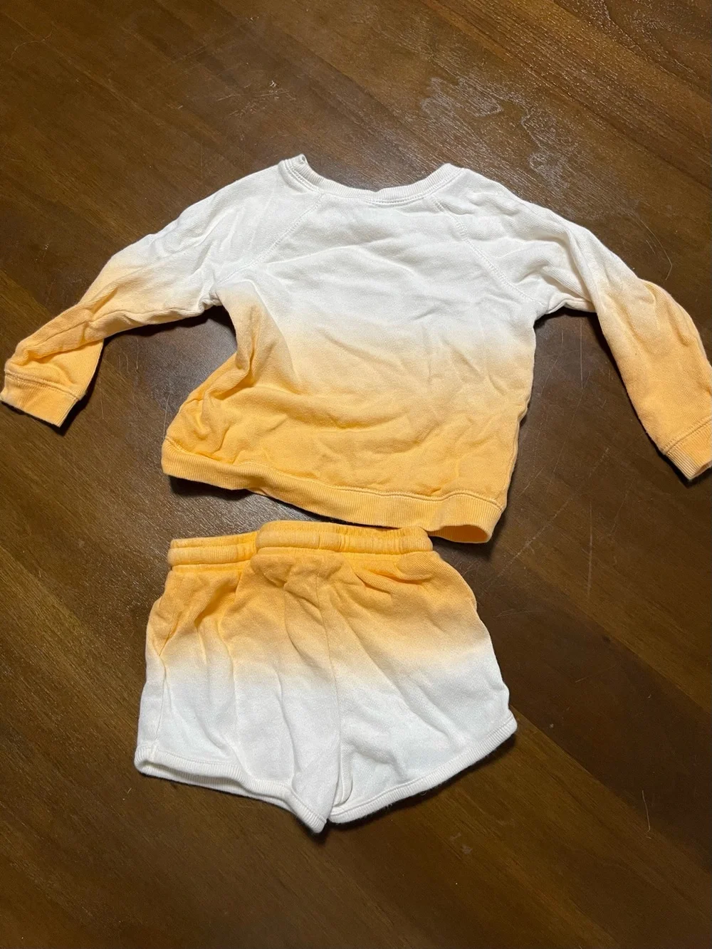 Old Navy White and Orange Ombre Kids Pajama Set with Playful Orange Graphic